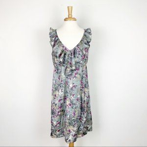 LOFT Multicolor Print Ruffle Dress Size 10